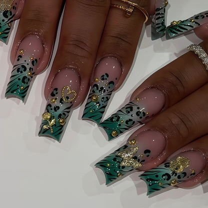 Stylish Bling Leopard Print Press-On Nail Tips Acalora