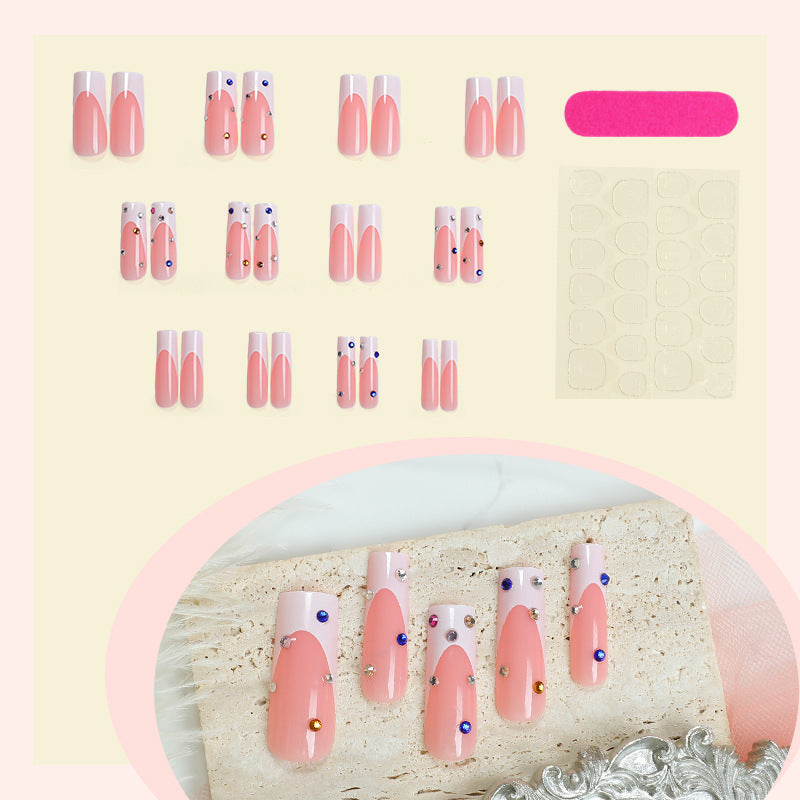 Elegant Decorative Press-On Nail Set with Gem Accents Acalora