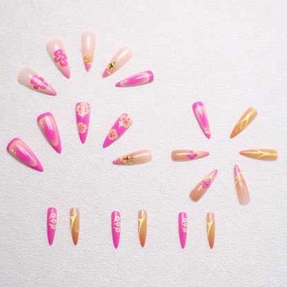 Artificial nail set with floral and abstract designs Acalora