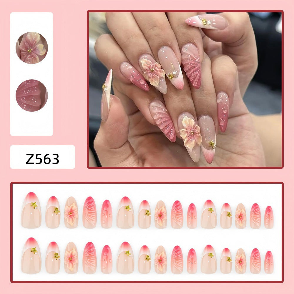 Artificial nails with flower and glitter accents Acalora