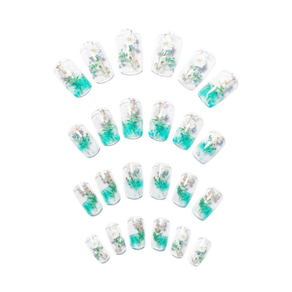 Floral Encased Gel Nail Art Acalora