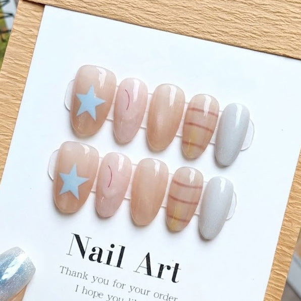 Star-Decorated Press-On Nail Art Acalora