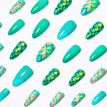 Artistic Mermaid-Scale Nail Art Acalora