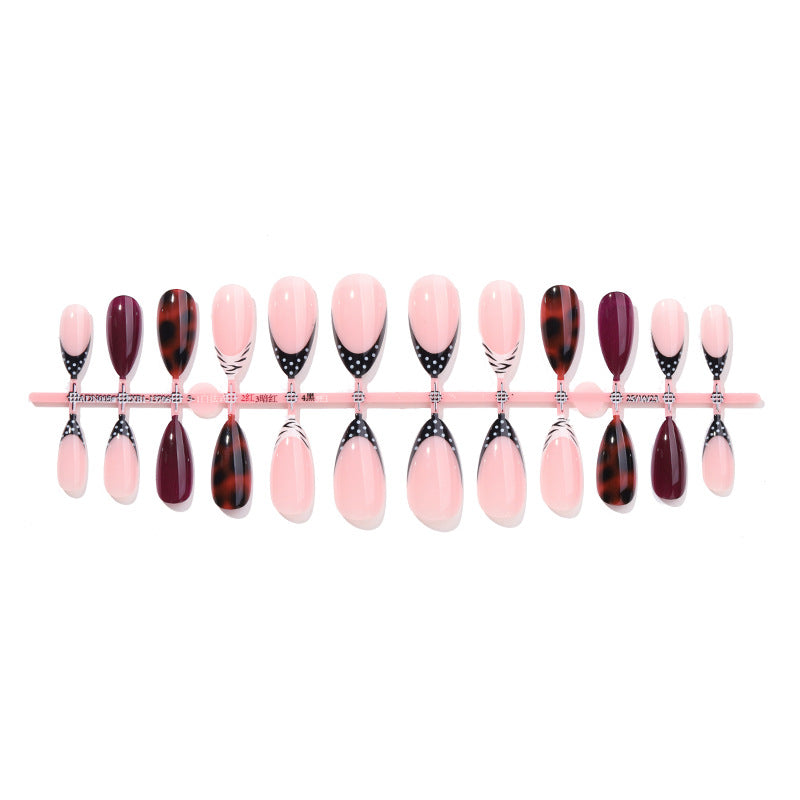 Premium Decorative Press-On Nail Set with Unique Geometric Patterns Acalora