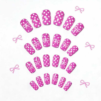 Stylish Polka Dot and Bow Nail Art Acalora