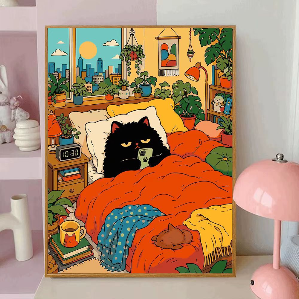 Playful Cat-Themed Decorative Wall Canvas Art