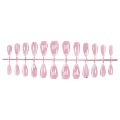 Versatile Press-On Nail Set with Heart and Glitter Accents Acalora