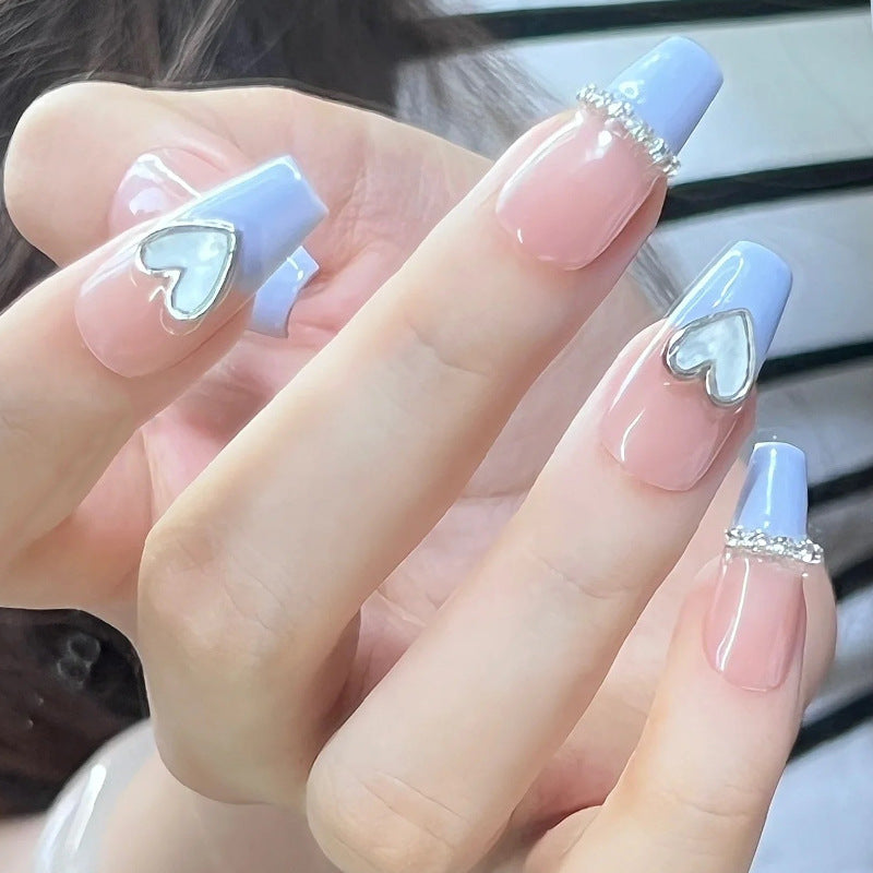 Artificial nails with romantic heart and glitter decorations Acalora