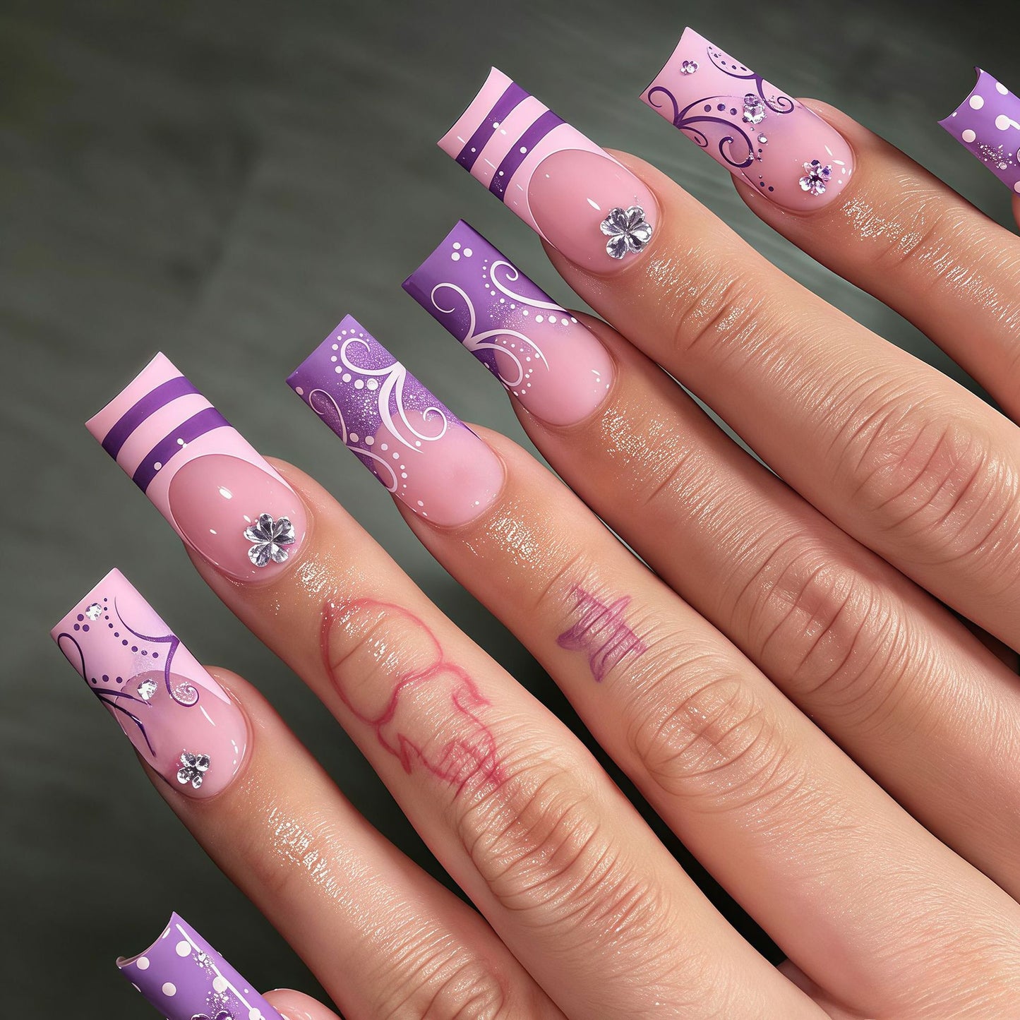 Decorative Long Acrylic Nail Art Tips Acalora