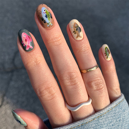 Creative Press-On Nail Art Set with Unique Insect Designs Acalora