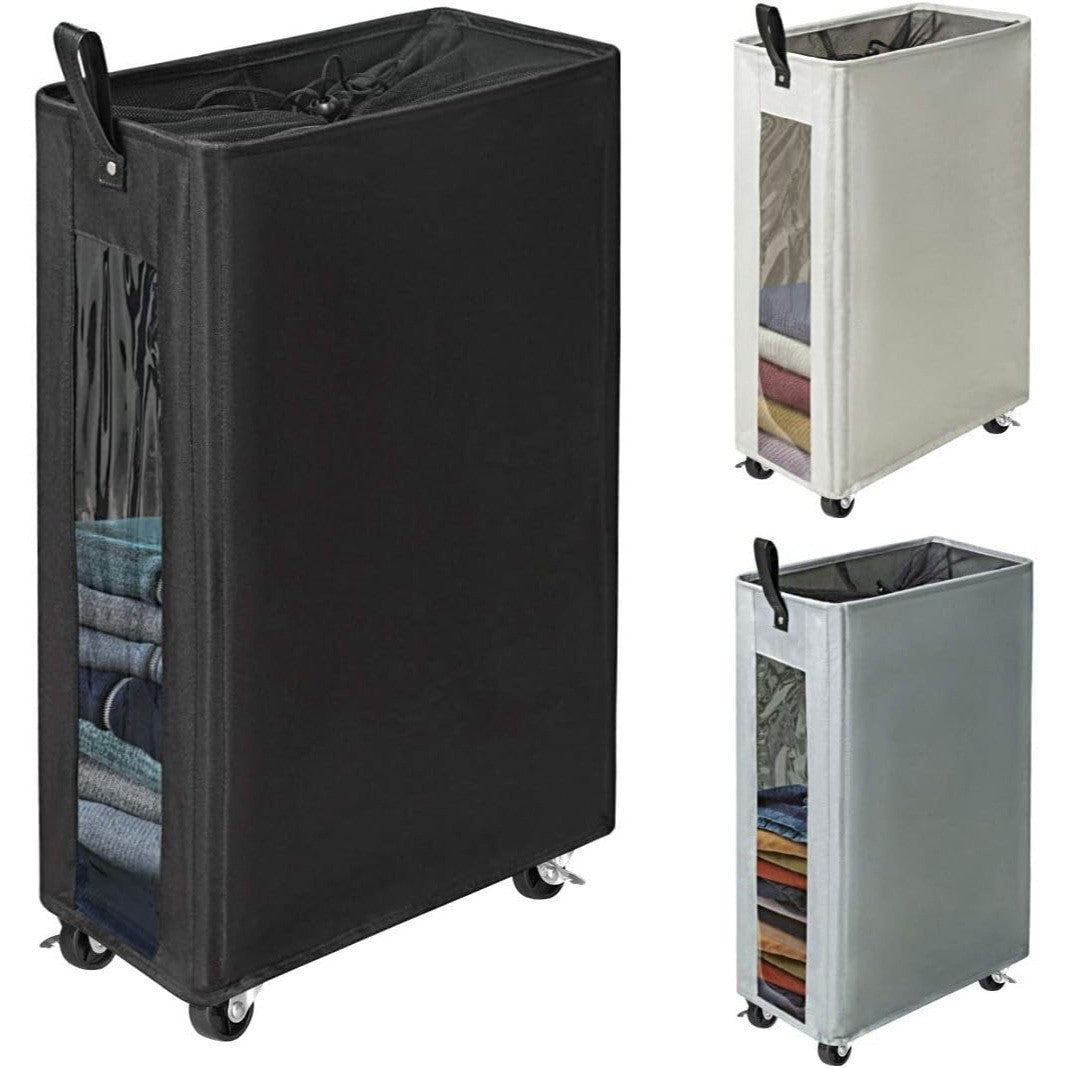 Modern laundry basket with wheels and viewing window Acalora