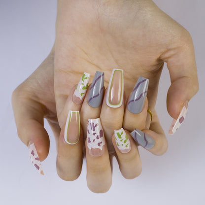 Artificial nails in modern design with geometric patterns Acalora