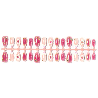 Premium Decorative Press-On Nail Set with Floral Accents Acalora
