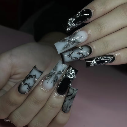 Artistic Long Press-On Nail Design Acalora