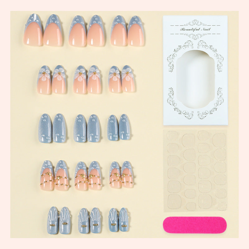 Decorative Press-On Nail Art Set with Gem Accents Acalora