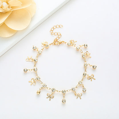 Crystal Bow Charm Bracelet Acalora