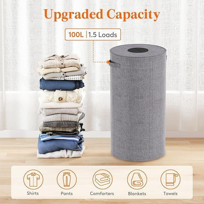 Large laundry basket with removable inner bag Acalora