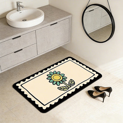 Decorative Floral Print Bath Mat Acalora