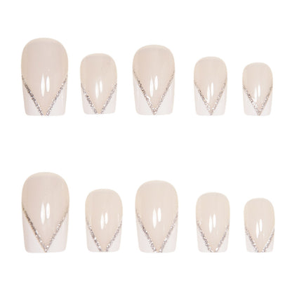 Elegant Press-On Nail Art Tips with Rhinestone Accents Acalora