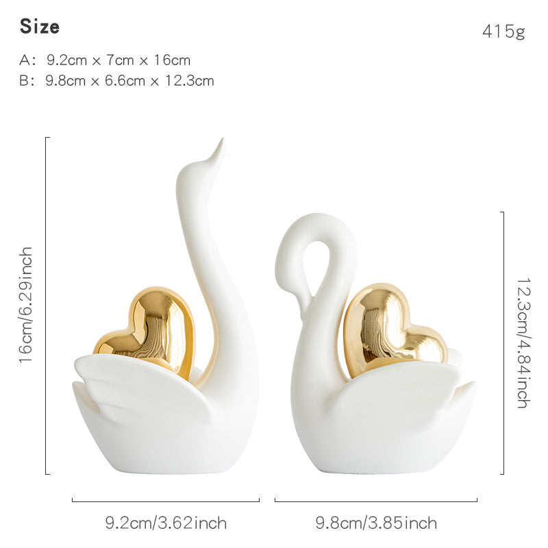 Elegant and romantic swans decorative figure Acalora