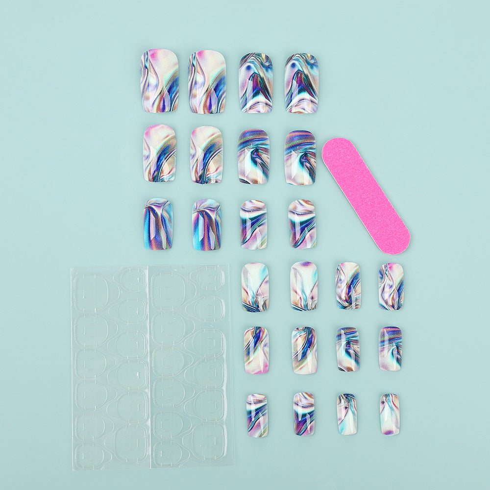 Artificial nail set in modern marble design Acalora