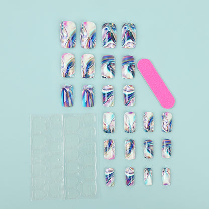 Artificial nail set in modern marble design Acalora