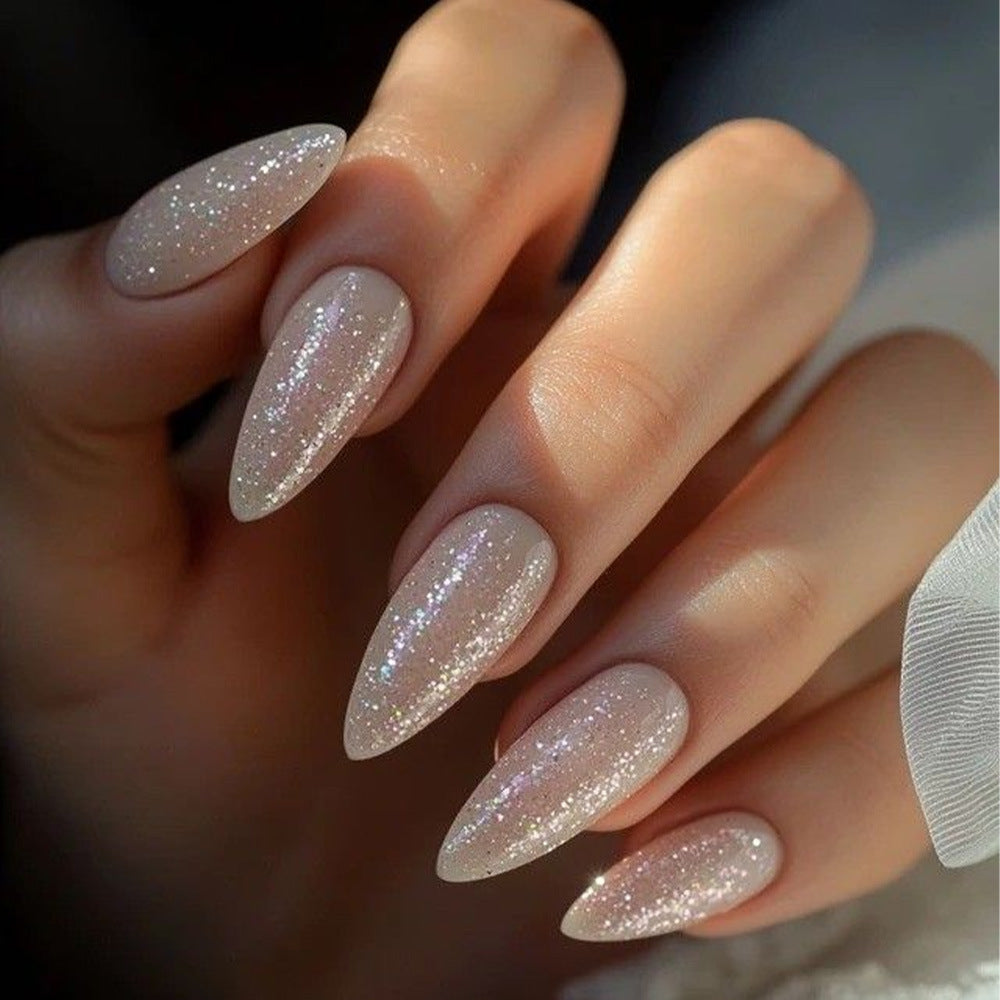 Artificial nails in elegant lace design with glitter effects Acalora