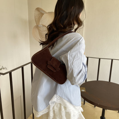 Elegant Bow-Detail Velvet Handbag Acalora