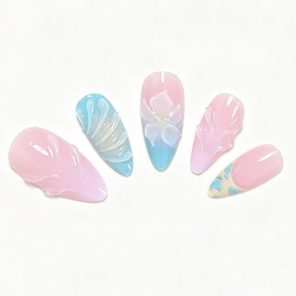 Elegant Floral Sculpted Nail Art Tips Acalora