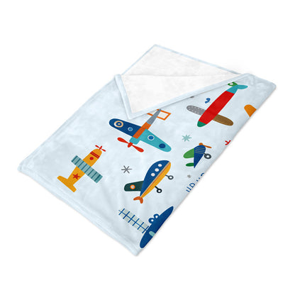 Unisex Airplane-Themed Cozy Fleece Blanket