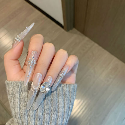 Premium Rhinestone-Embellished Press-On Nail Set Acalora