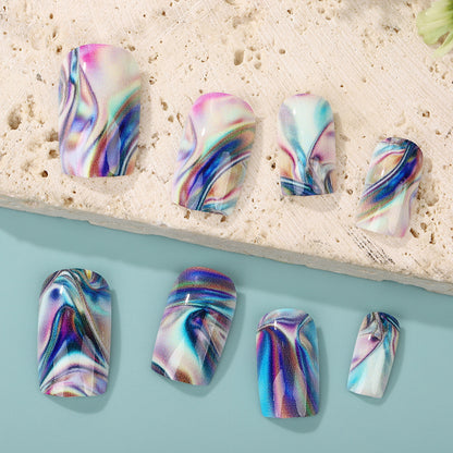 Artificial nail set in modern marble design Acalora