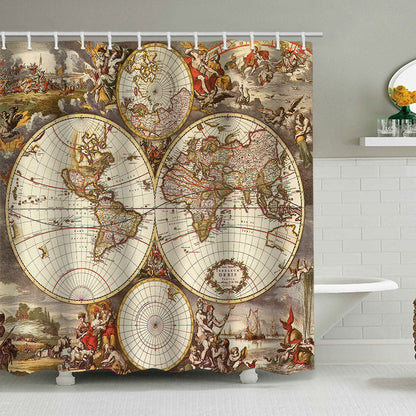 Vintage World Map Shower Curtain