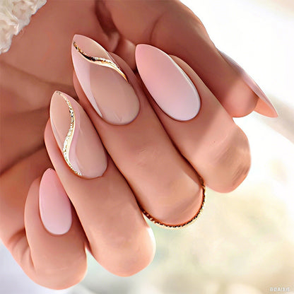 High-Quality Press-On Nails with Elegant Gold Accent Designs Acalora