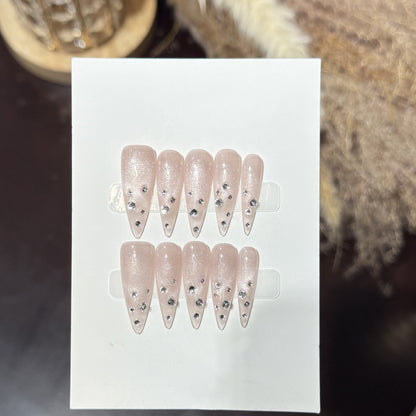 Elegant Rhinestone-Embellished Stiletto Press-On Nails Acalora