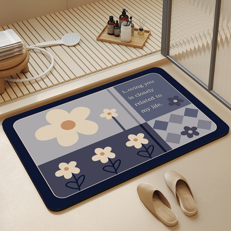 Floral Design Cotton Bath Mat Acalora