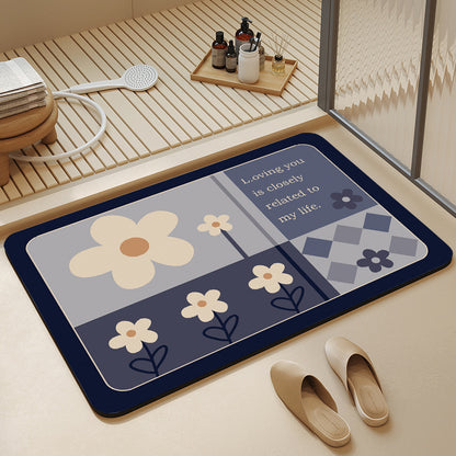 Floral Design Cotton Bath Mat Acalora