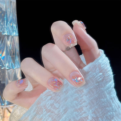 Nail set with sparkling 3D applications and romantic elements Acalora