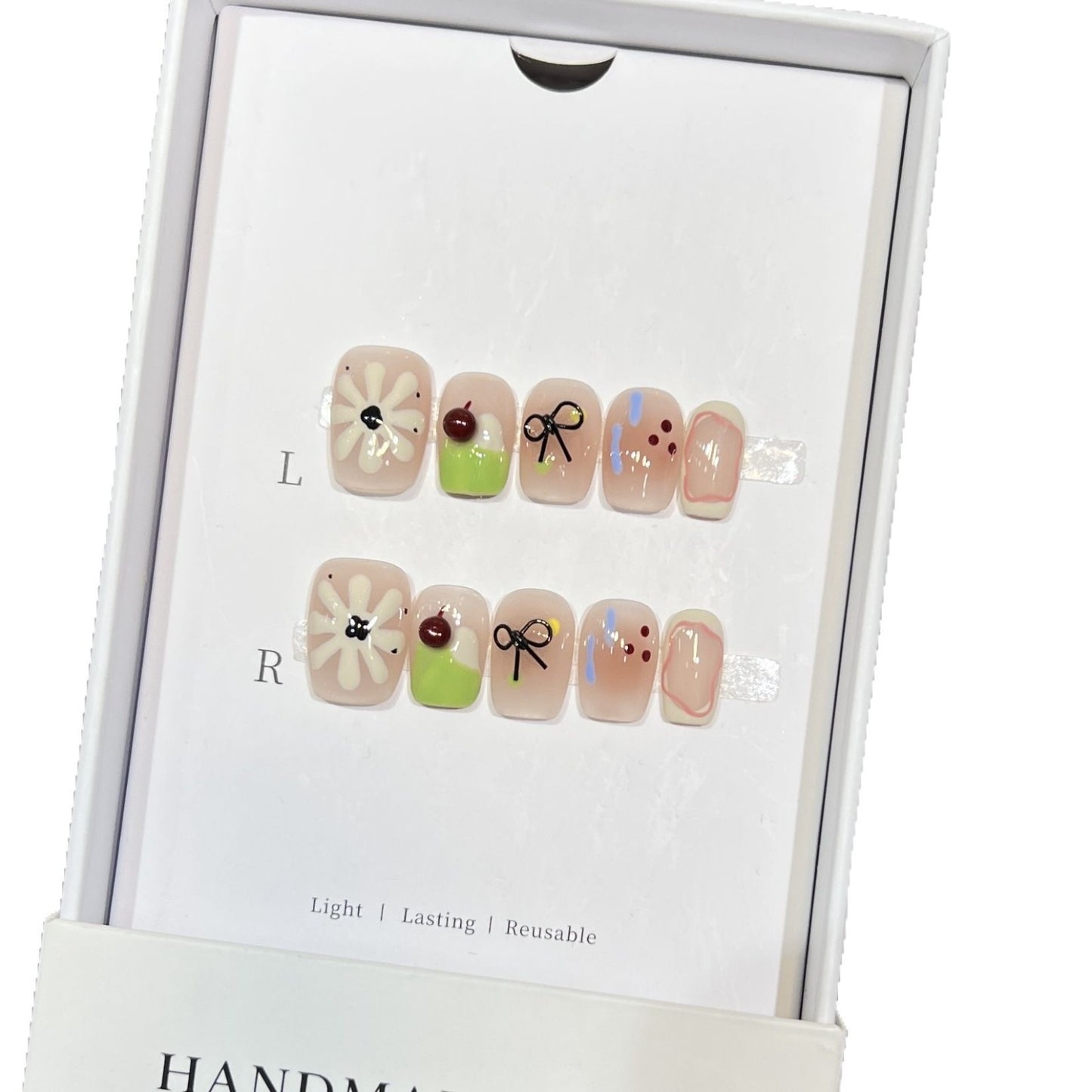 Artistic Floral Press-On Nail Set with Reusable Design Acalora