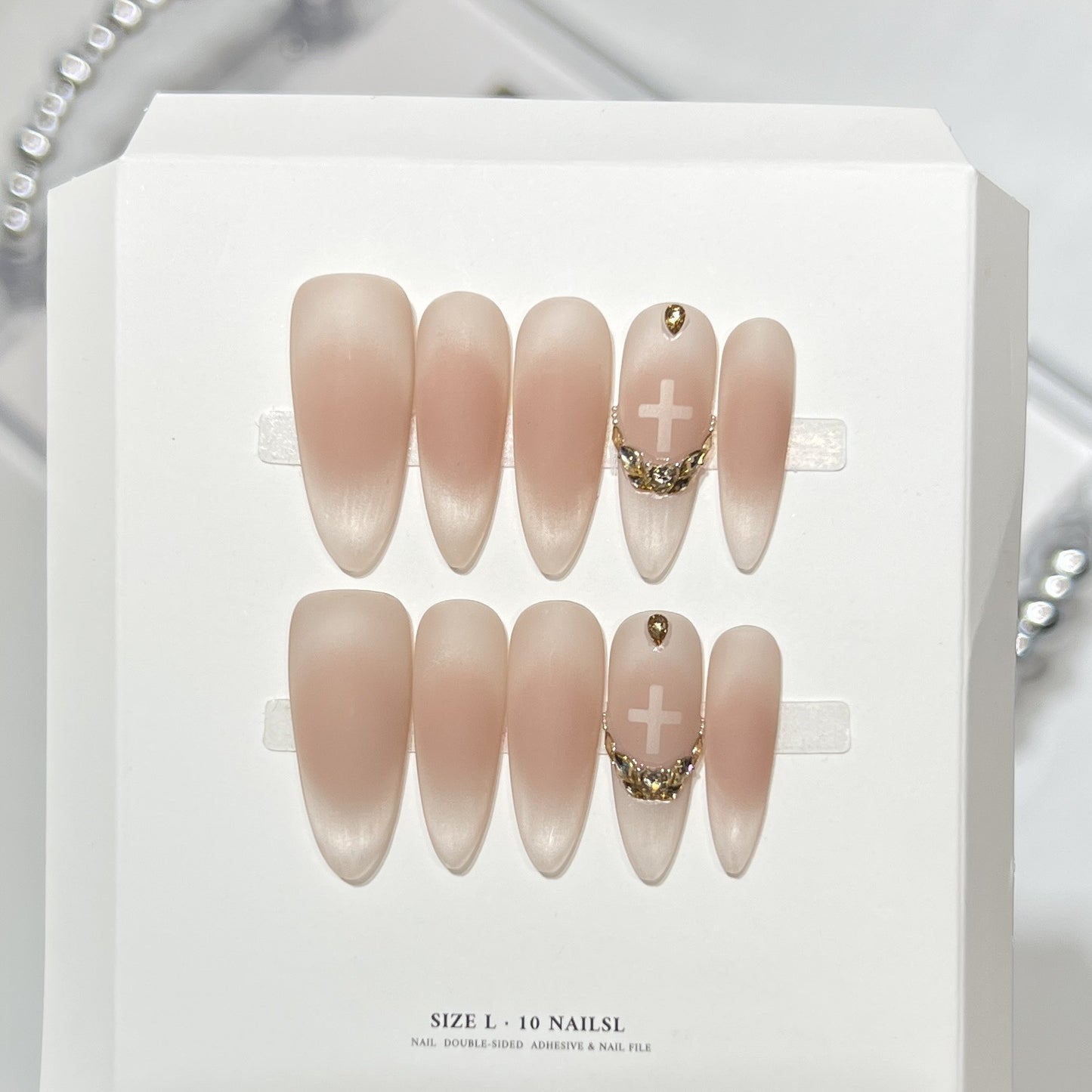 Elegant Stiletto Press-On Nail Art Set with Crystal Accents Acalora