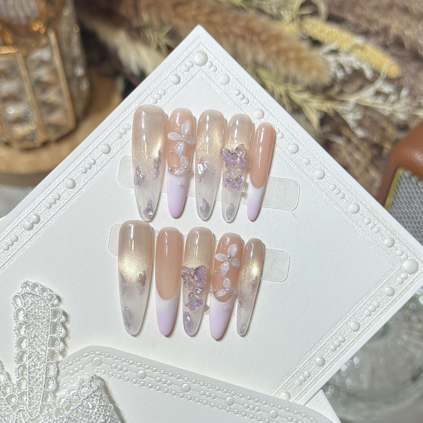 Floral-Inspired Stiletto Press-On Nail Design Acalora