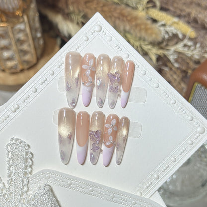 Floral-Inspired Stiletto Press-On Nail Design Acalora
