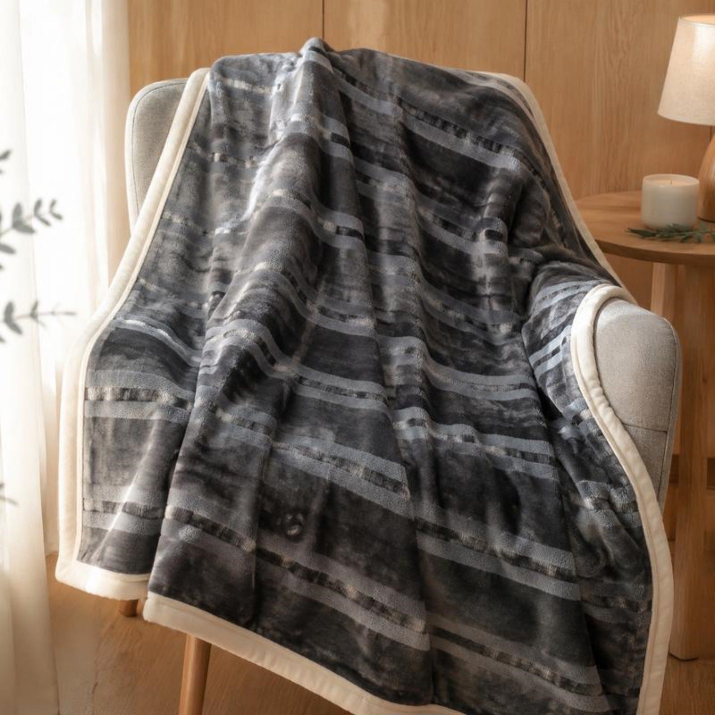 Textured Reversible Fleece Throw Blanket