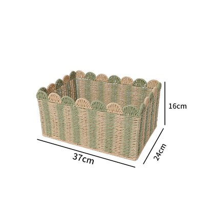 Storage basket with wave rim