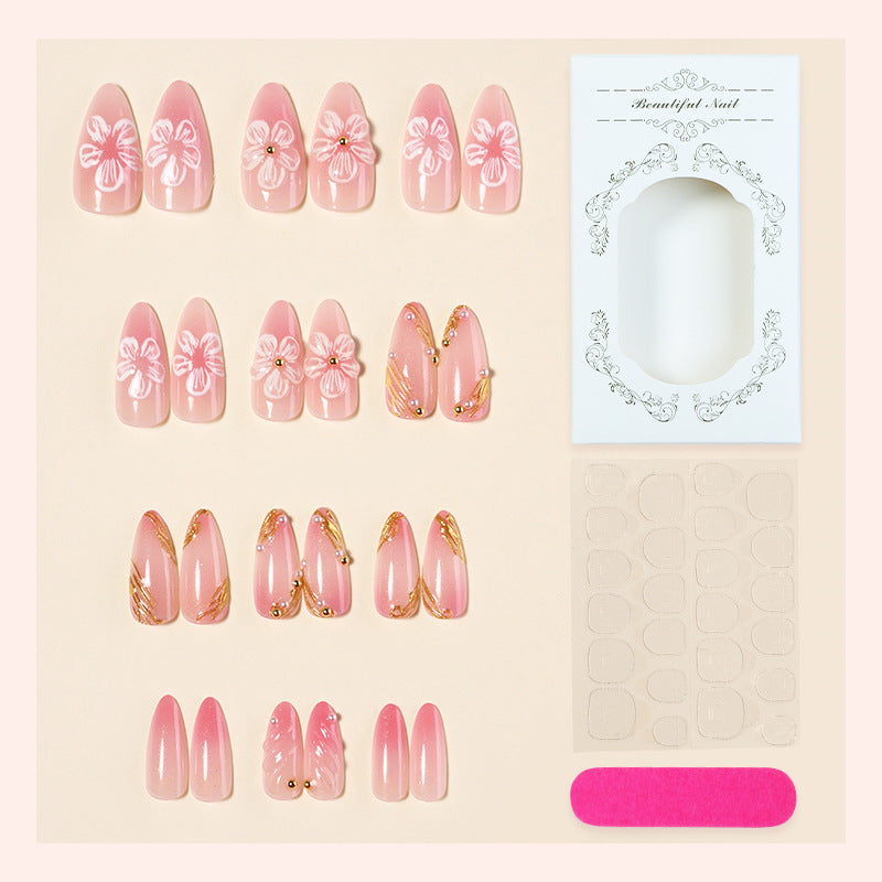 Decorative Press-On Nail Art with Floral Designs Acalora