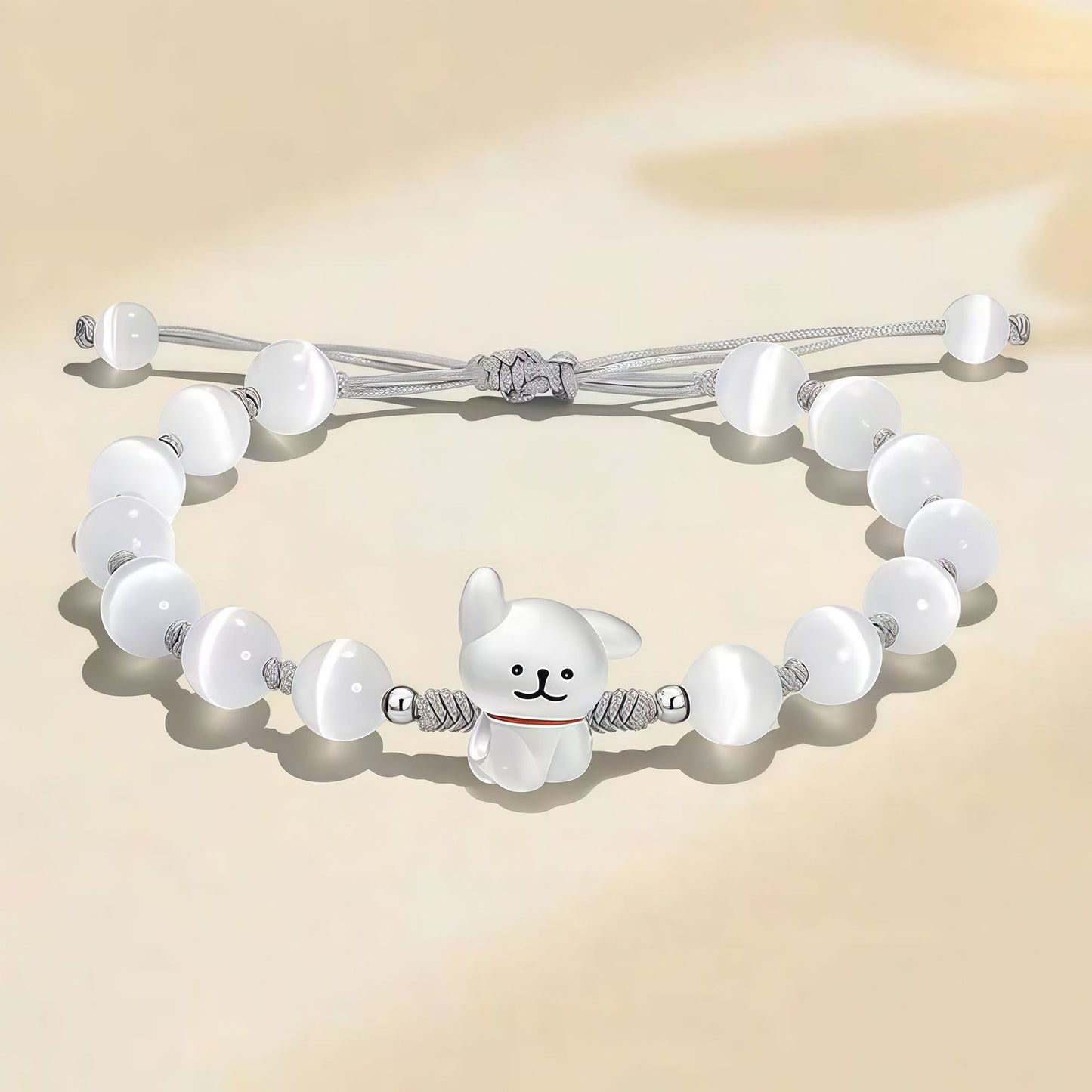 Playful Dog Charm Beaded Bracelet Acalora