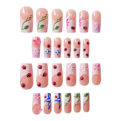 Floral Raised 3D Press-On Nail Set Acalora