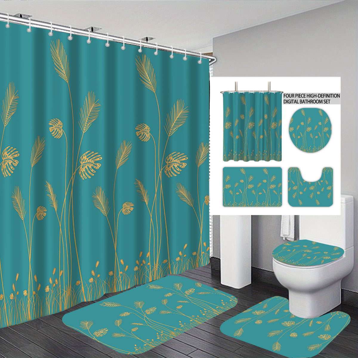 Digital Botanical Bathroom Décor Set