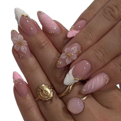 Floral Acrylic Press-On Nails Acalora