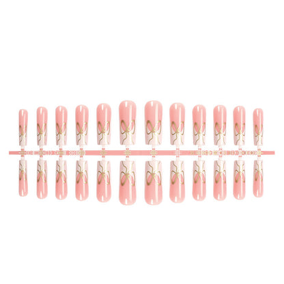 Decorative Press-On Nail Set with Artistic Bow Designs Acalora